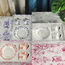 跨境欧式骨瓷咖啡杯碟套装精致下午茶杯轻奢高颜值杯碟礼品礼盒装