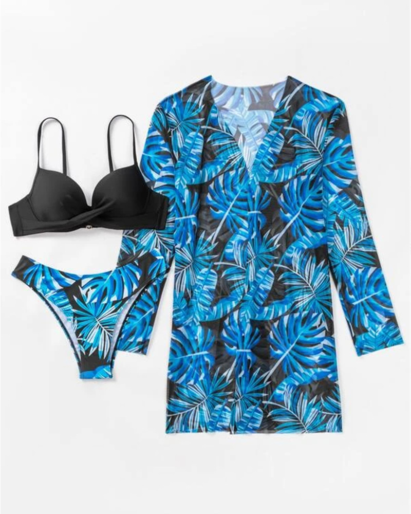 Swimsuit female European and American split bikini three-piece sexy backless foreign trade new style 2023 swimsuit bikini factory_voghion.com