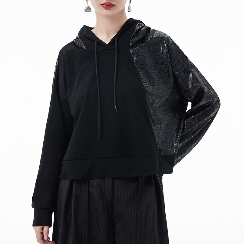 Estilo coreano casual con capucha abrigo corto para las mujeres primavera y otoño nuevo diseño de adelgazamiento flojo sentido nicho manga larga estilo occidental superior