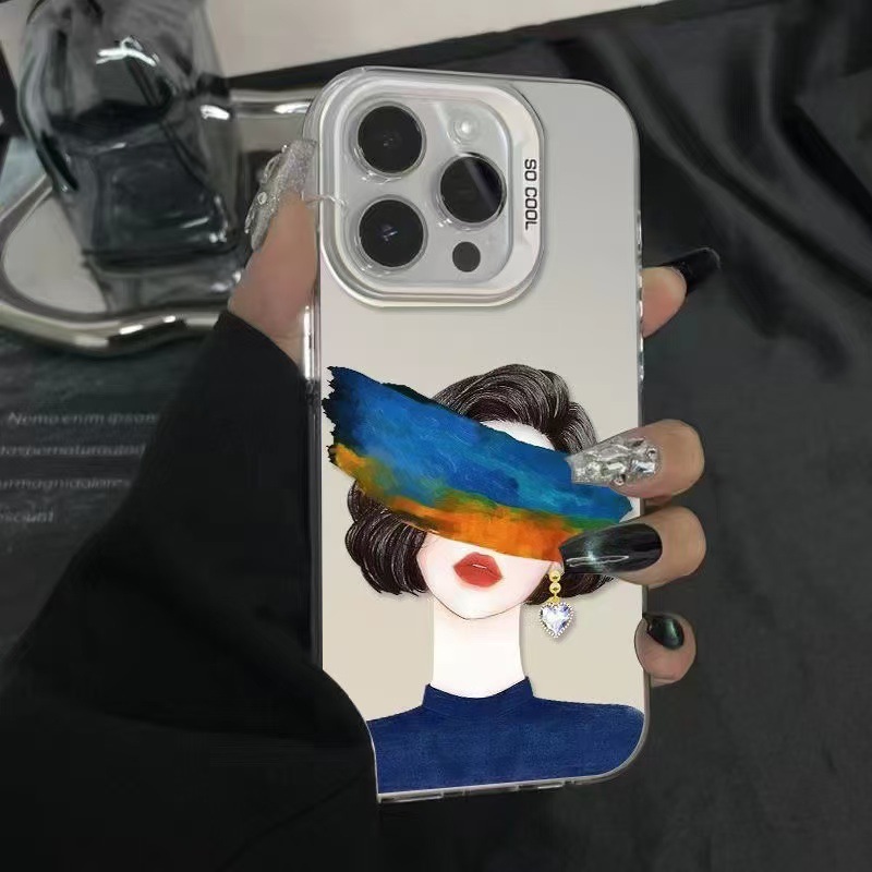 Nueva chica artística para iPhone 16 funda para teléfono móvil Apple 15promax/14 anti-caída 13pro personalidad 12