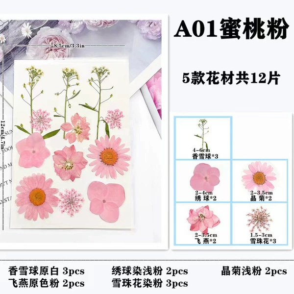Flower materials - 12 pieces of type A - can be used as M bookmarks