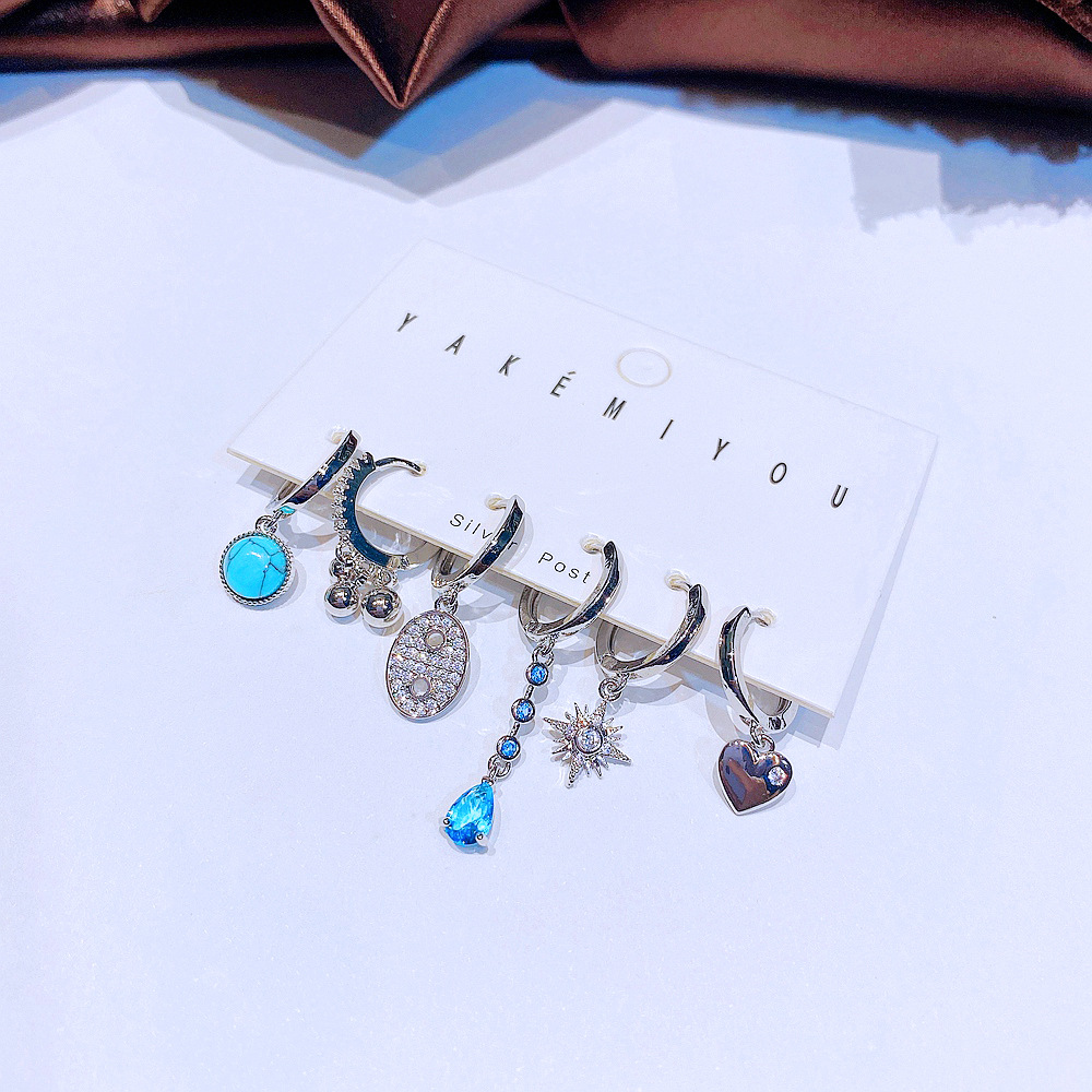 Yakemiyou Mode Géométrique Cuivre Incrusté Zircon Zircon Boucles D'oreilles 6 Pièces display picture 4