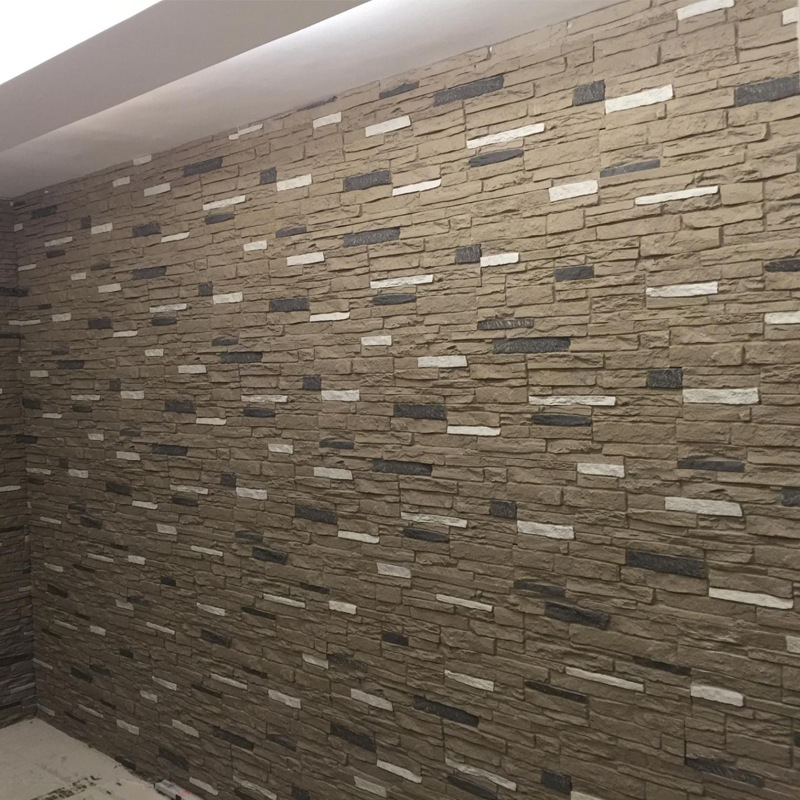 PU pequeña villa de roca patio interior y exterior pared de fondo piedra simulada azulejos de pared exterior tiras de ladrillo cultural ligero roca