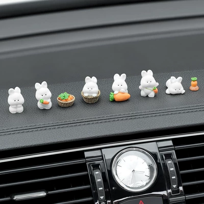 Girls Car Accessories Ornaments Internet Popular Cute Cartoon Rabbit Car Central Console Screen Lie-prone Car Accessories (Car ornaments) - mini-rabbit-family-portrait-pack-of-8-free-traceless-glue
