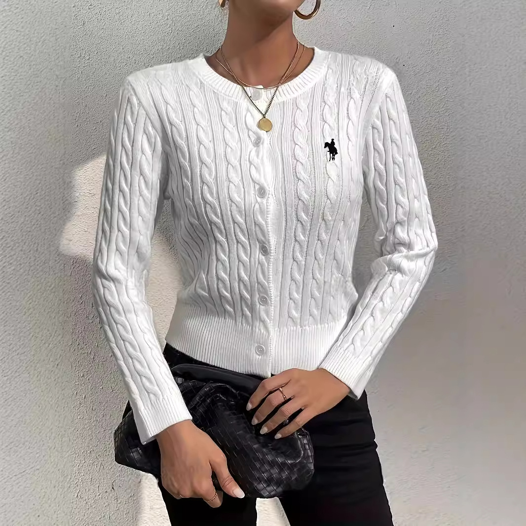 Oversized Button-Up Cardigan – Chunky Cable-Knit Open Front Sweater In Soft Polyester, Lightweight & Breathable For Fall Layering (White, S-XL)_voghion.com