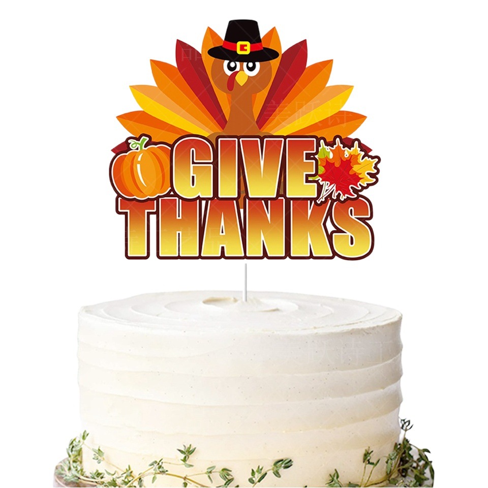 Nueva decoración de Acción de Gracias dar gracias tire bandera Turquía pastel plug-in otoño decoraciones del partido