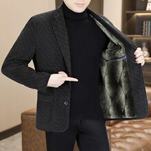 工厂直销中青年西服金貂绒休闲雪尼尔毛呢外套衣男士秋冬加绒加厚