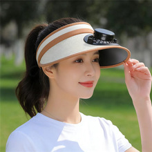 户外防晒帽女夏季可充电风扇遮阳帽子大帽檐抗紫外线空顶太阳帽