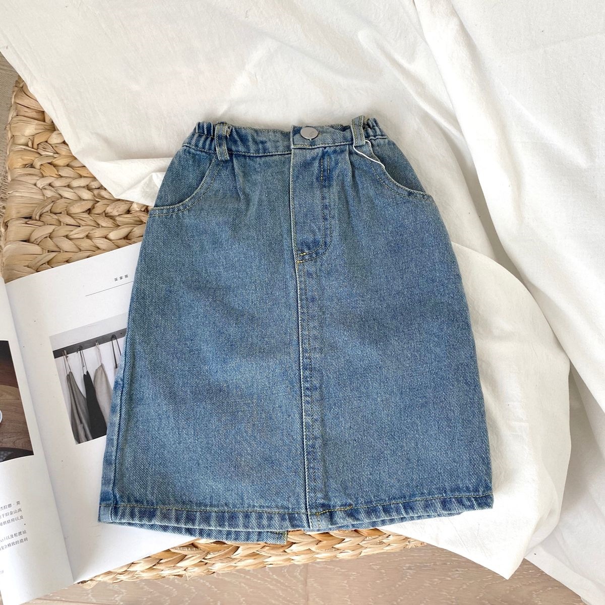 Children's retro denim autumn denim skirt