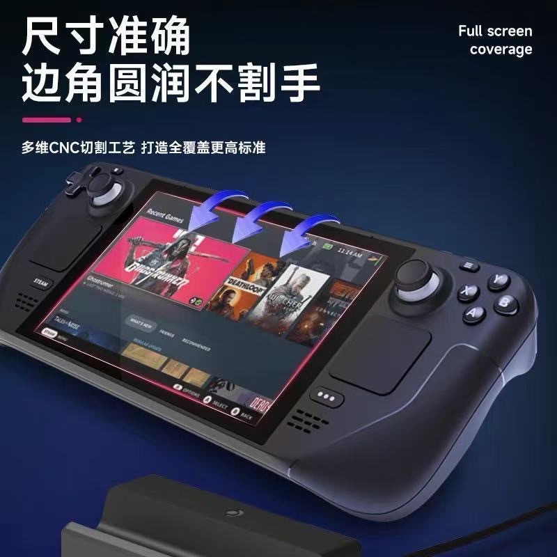 Aplicable Steam DeckOLED consola de juegos película templada Steam Deck película de protección de pantalla de mano luz púrpura