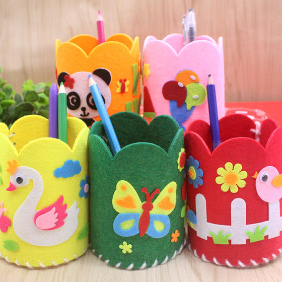 Children's Handmade Fabric Pen Holder Stereo diy Toy Kindergarten Children's Creative Paste Production of non-woven Pen Holder