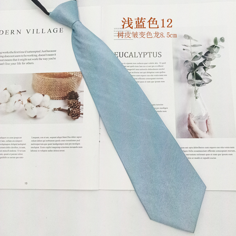 Los fabricantes venden al por mayor corbata con cremallera para mujer, fácil de tirar, sin estilo, moda de negocios profesional, corbata casual de color sólido para mujer