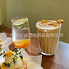 Restaurant cafes retro vertical stripe glass ice American coffee cup latte cup pull flower cup single product drink cup