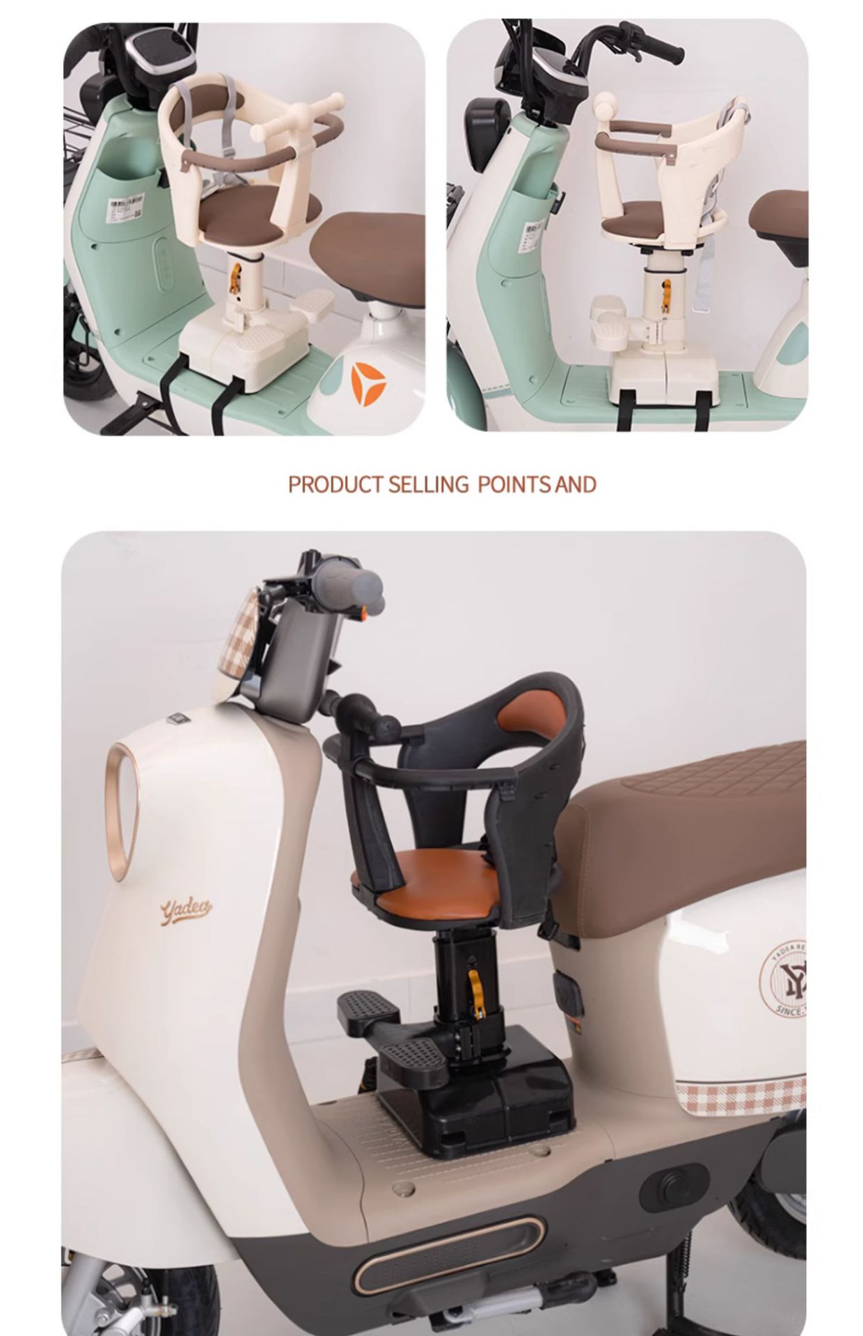 Electric Car Child Seat Front-Mounted Baby Electric Bike Infant Safety Seat Motorcycle Child Yadi Wholesale