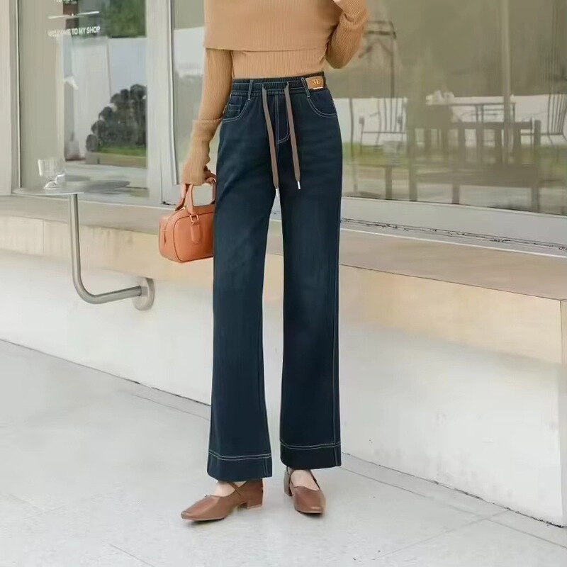 2025 Women's High-Waisted Wide-Leg Loose Casual Solid Color Vintage Denim Button Eco-Friendly Washed Breathable Jeans 2025 Women's High-Waisted Wide-Leg Loose Casual Solid Color Vintage Denim Button Eco-Friendly Washed Breathable Jeans