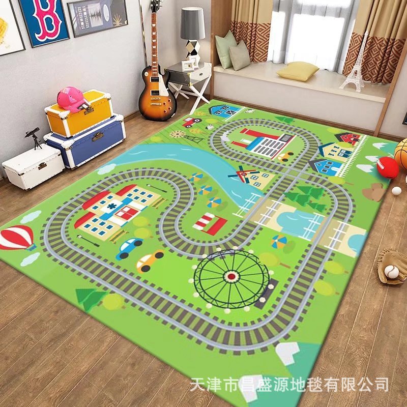 跨境儿童地毯停车场水晶绒爬爬垫游戏交通马路地垫早教幼儿园地毯|undefined