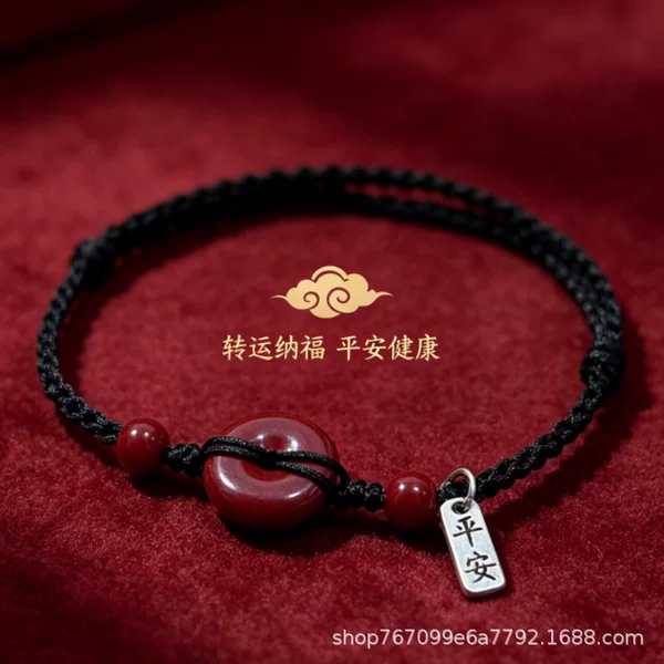 Ping An Buckle Red Rope Bracelet Anklet for Men and Women Benmingnian Rabbit Handmade Woven Ping An Healthy Hand Rope Cinnabar Bracelet