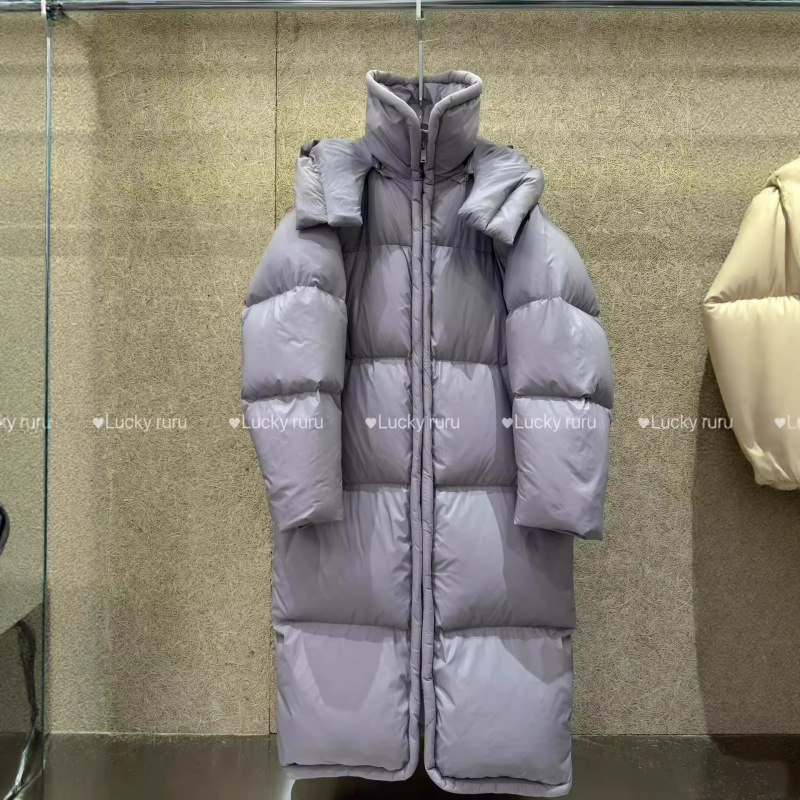 921港风冬季时尚棉衣长款过膝加厚棉服女连帽宽松御寒保暖外套潮|undefined