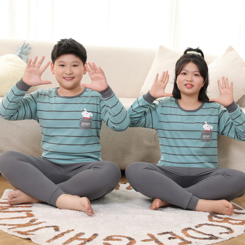 太った男の子の秋の服の秋のズボンのスーツの純綿の大きい子供のパジャマの女の子は太って大きいサイズの綿のセーターの子供の下着をプラスします。|undefined