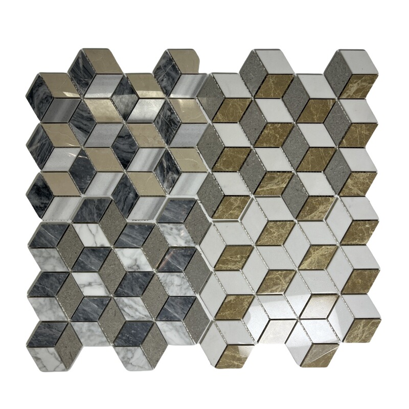 Omk Simple Rhombus Natural Marble Hotel Lobby Kitchen Bathroom Wall Floor Bar Stone Mosaic