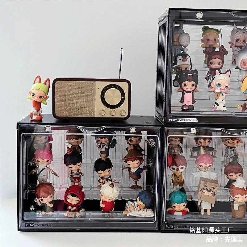 Многоярусная лестница-стеллаж для хранения с подсветкой, пылезащитный контейнер для демонстрации, большой вместимости, для создания сцены, ручной работы