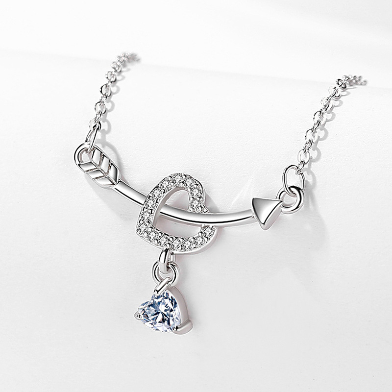 S925 plata esterlina diamante-incrustado flecha collar moda estilo europeo y americano temperamento transfronterizo amor romántico clavícula cadena al por mayor