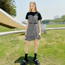 一手货源【佳人苑】品牌专柜撤柜！假两件拼接设计感连衣裙女25夏