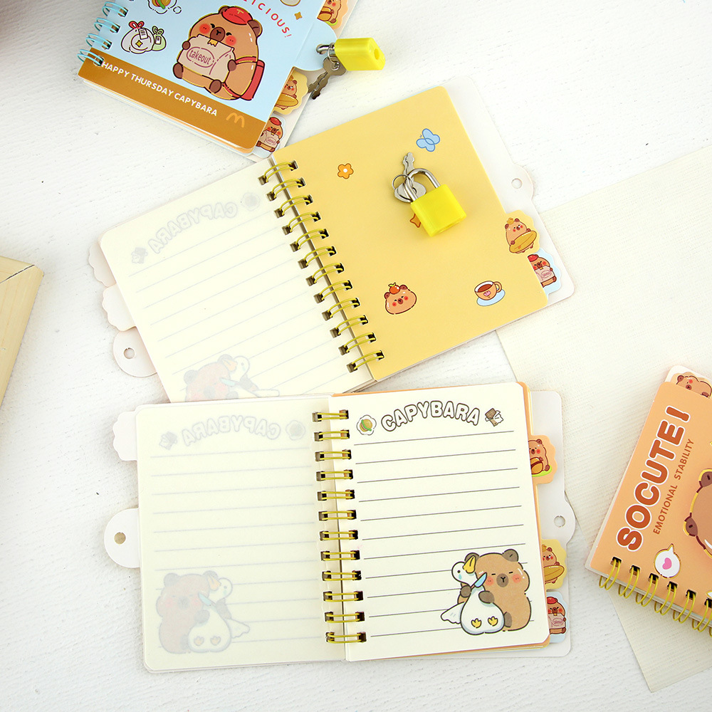 Conejillo de indias con cerradura, libro de bobinas de hojas sueltas, cuaderno secreto de estudiante divertido, lindo libro de contabilidad transfronterizo al por mayor