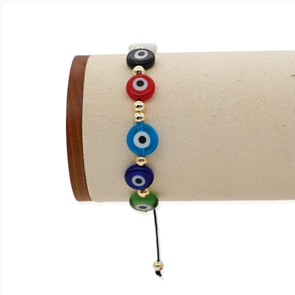 Nihaojewelry Ethnic Style Colored Glaze Evil Eye Gold Bead Bracelet Wholesale Jewelry display picture 7
