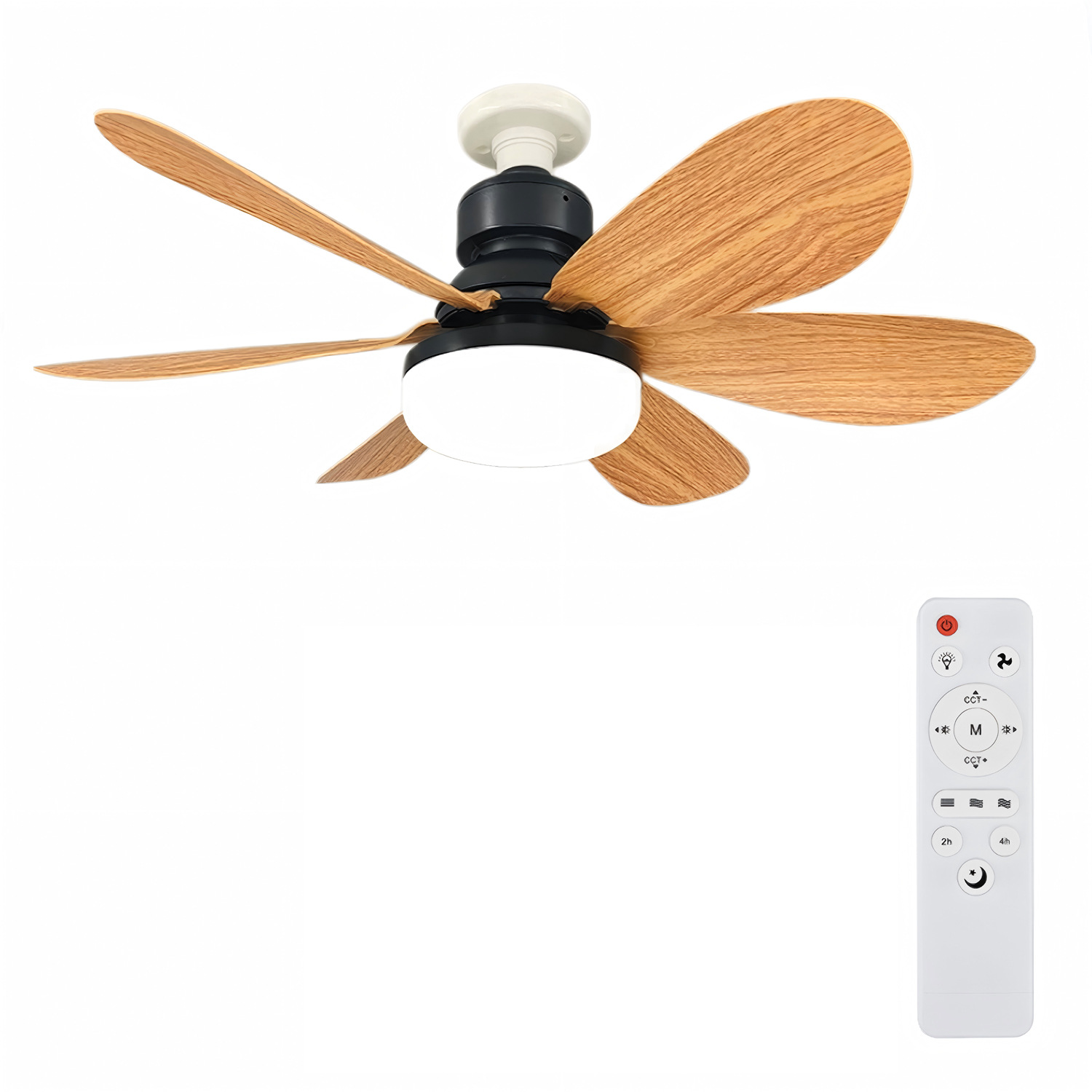 Ventilador de Techo con Luz E27 de ABS Silencioso para Comedor y Dormitorio