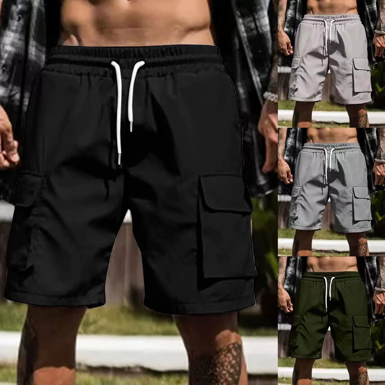 Мужские летние свободные прямые шорты-бриджи средней длины для повседневной носки и работы, модель 2024 года, простой стиль