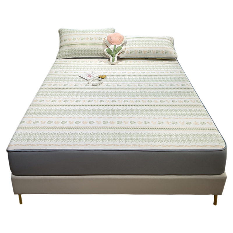 La nueva sábana de seda de hielo de verano, una sola pieza, cubierta protectora de colchón todo incluido, dormitorio, cubierta de cama individual, juego de tres piezas
