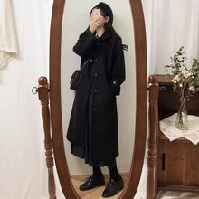 中长款毛呢外套女春秋季小个子大衣秋冬季赫本风黑色高级感呢子衫