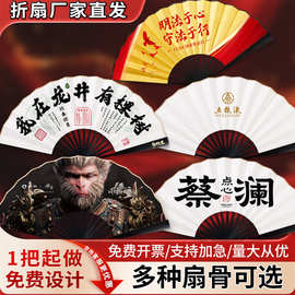 广告扇子印刷图片LOGO二维码图案中国风折扇来图印刷宣传活动
