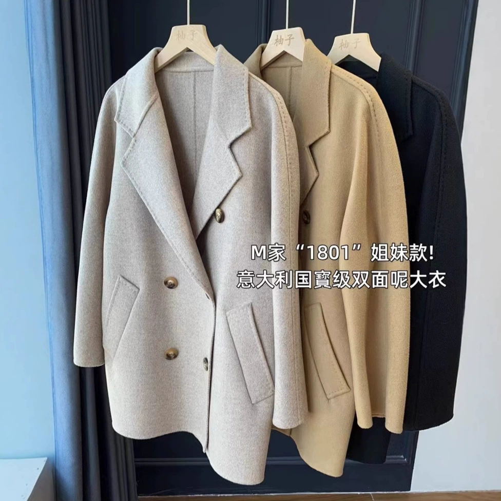 М-семья та же модель! Итальянское национальное сокровище двухстороннего шерстяного пальто! Высококачественный кашемировый шерстяной темперамент пальто пальто для женщин