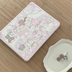 少女の心のピンクのケーキのウサギの回転のipad air 4/5の保護カバーは適用します。