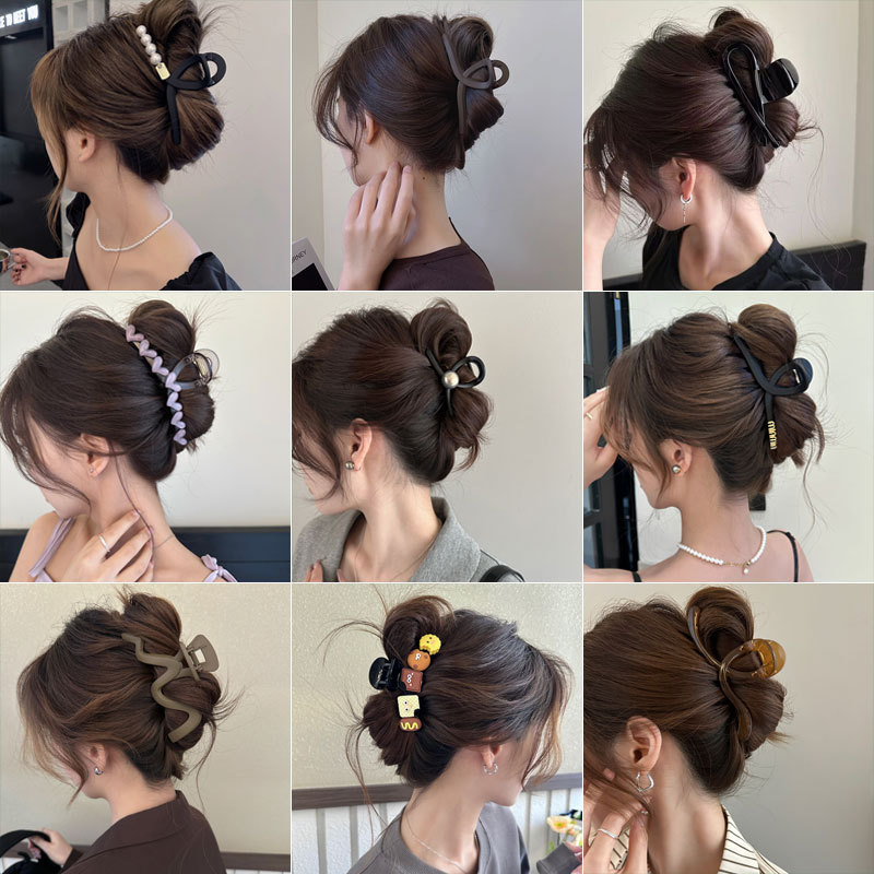 Temperamento de perlas super grandes pinzas de cabello 2025 nuevo clip de agarre de cabeza de mujer cabeza de tiburón clip de cabello sensación de alto nivel