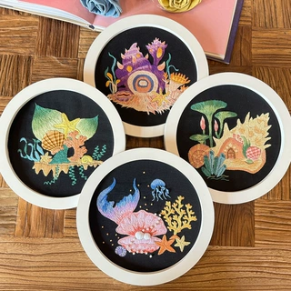 海底世界鲁绣丝带绣手工diy材料包立体自绣彩色贝壳儿童礼物挂画