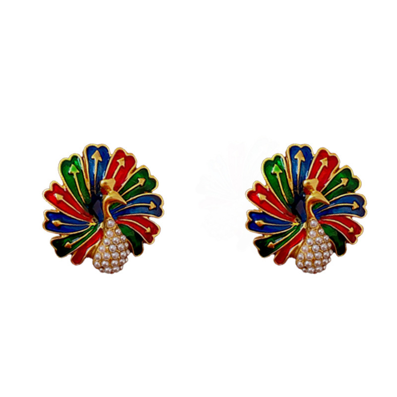 22g Weight Resin, Pearl, Zircon Inlay Material 1 Pair Glam Retro Oval Heart Shape Flower Plating Inlay Copper Resin Pearl Zircon Earrings