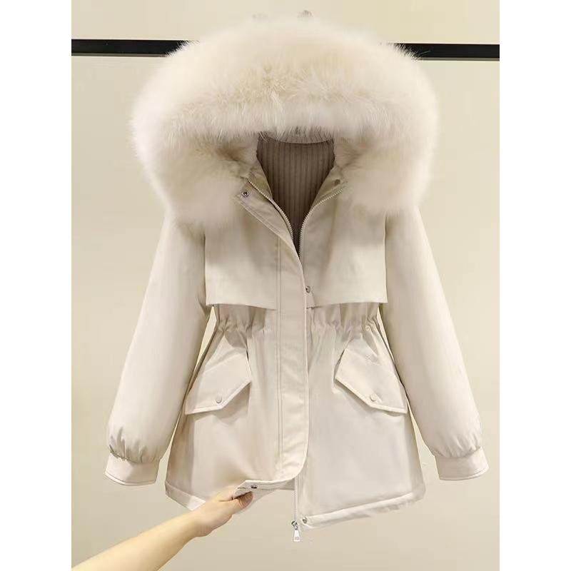 Women's mid-length parka for foreign trade, new winter style, loose-fitting, Korean version, fleece-lined, thickened cotton coat, stylish cotton jacket, workwear coat Women's mid-length parka for foreign trade, new winter style, loose-fitting, Korean version, fleece-lined, thickened cotton coat, stylish cotton jacket, workwear coat