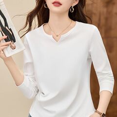 正肩长袖t恤女春秋款2025新款秋季女装显瘦内搭上衣设计感打底衫