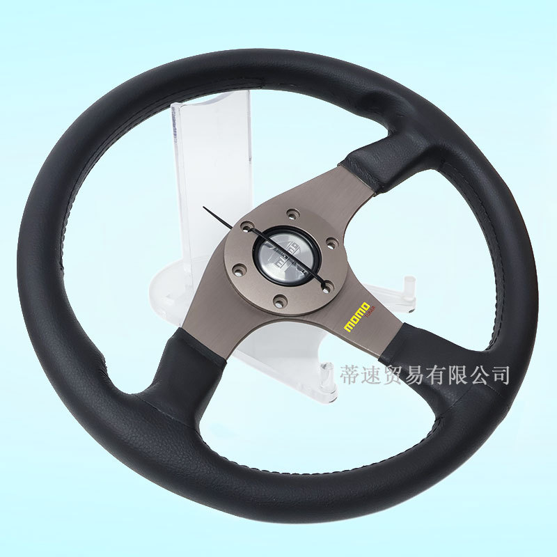 Factory direct sales MOMO modification 14inch TUNER bronze genuine leather racing steering wheel universal flat wheel 350mm