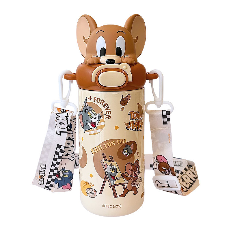 Gato y ratón taza de agua de paja para niños 2025 nuevo tipo de taza especial para estudiantes para la escuela jardín de infantes portátil