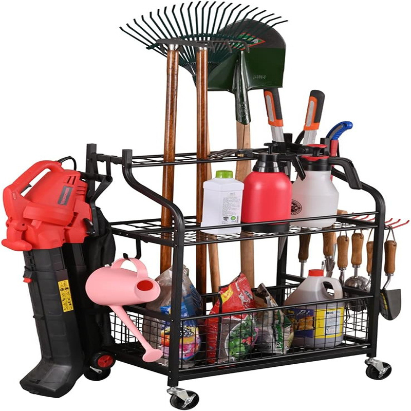 Garden tool storage rack with wheels Power tool storage box Tool…
