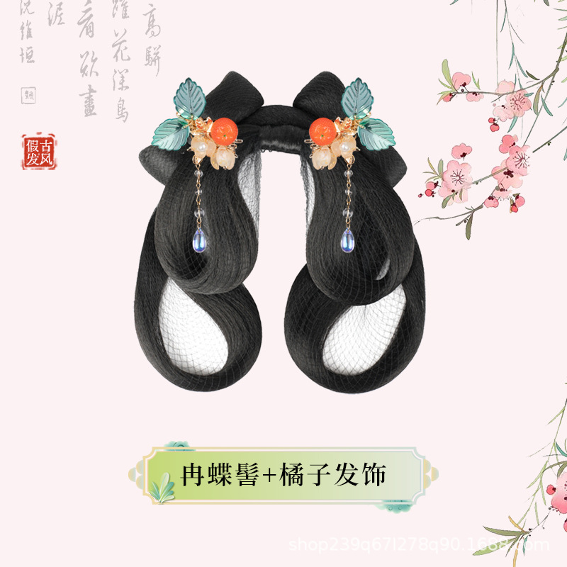 나비빵 + 오렌지색 헤어 액세서리 한 쌍