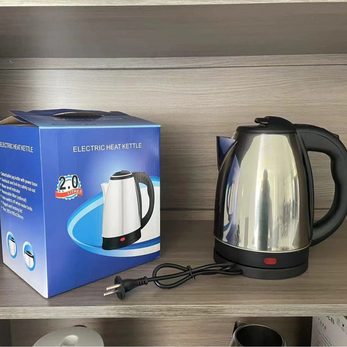 Hervidor eléctrico 2L acero inoxidable enchufe europeo