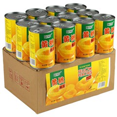 黄桃缶詰 12缶×425g 焼きダングシャン産生砂糖漬け缶詰フルーツ