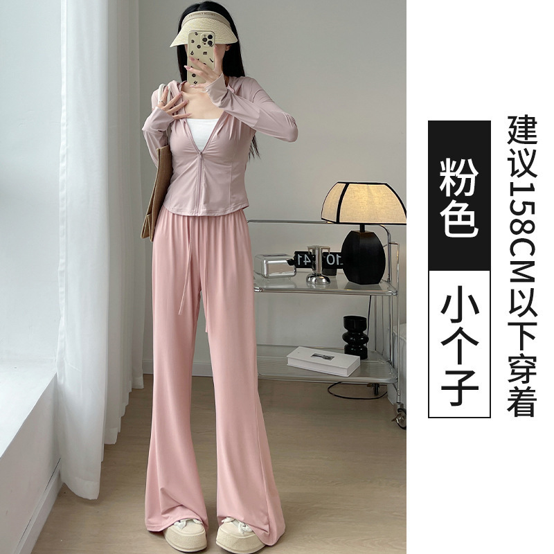 アイスシルク速乾性マイクロフレア日焼け止めと防蚊パンツ女性用新しい夏薄いスタイルハイウエストスポーツフレアパンツ|undefined