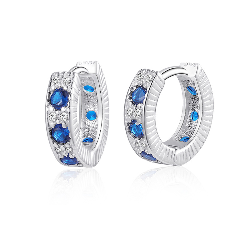 Zirkon-Ohrringe für Herren, modisch, hochwertig, vielseitig, schlicht, Manschetten-Accessoires für Damen, trendiger, leichter Luxus, Nischen-Stil, blaues Ohr_voghion.com