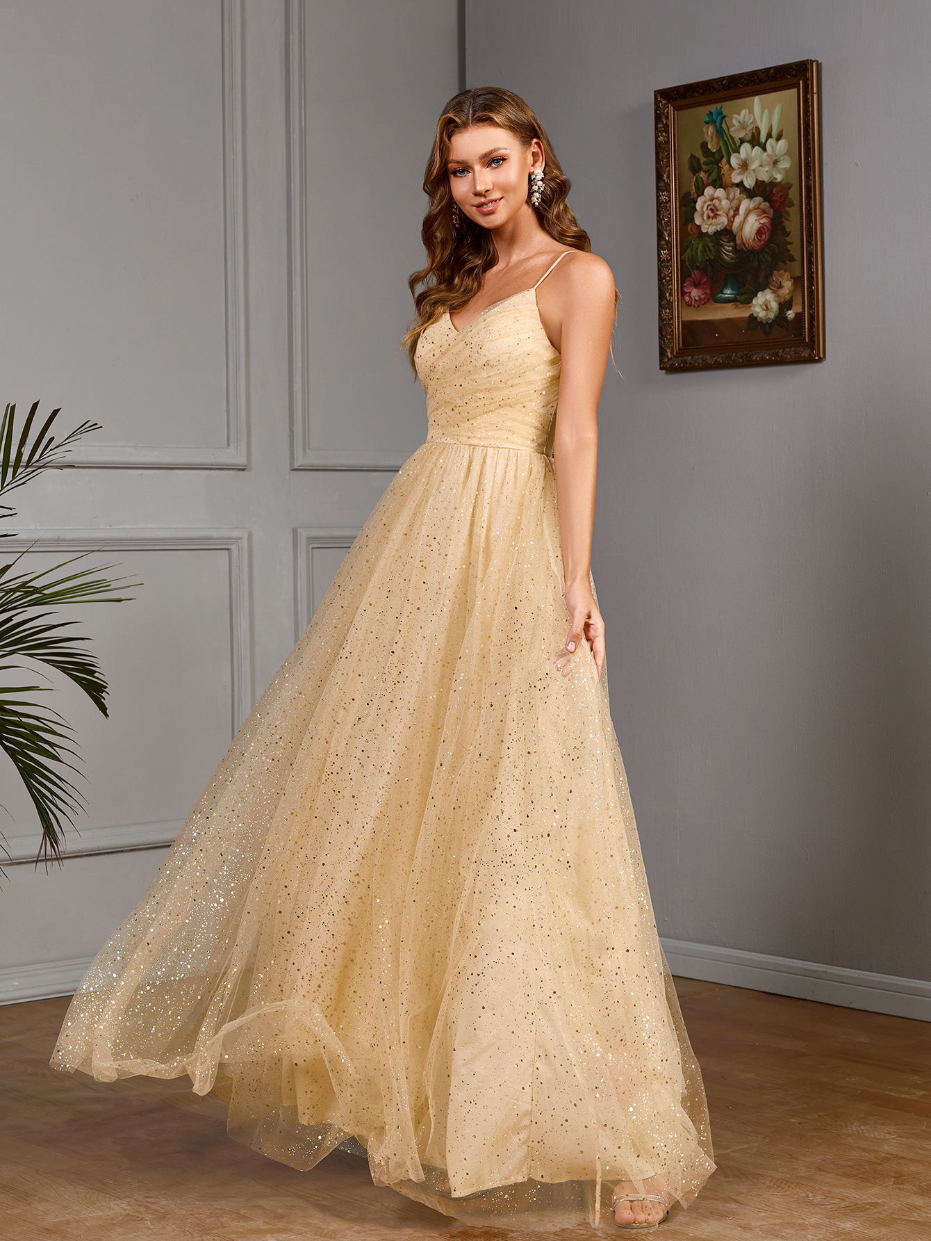 2025 primavera elegante vestido dulce y picante color sólido sexy estupefacción de pecho abierto esquinilla doble ajuste vestido de cintura para mujeres